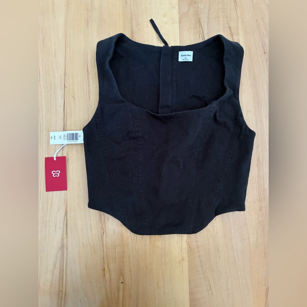 Aritzia Sunday Best Black Crop Top